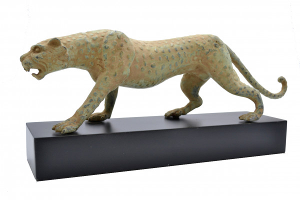 Bronze leopard on plinth