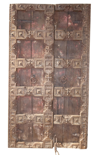 Old haveli door in wood. India