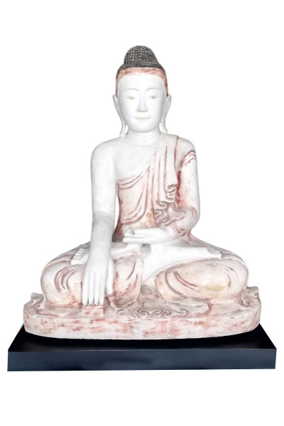 Old white marble bouddha. Burma