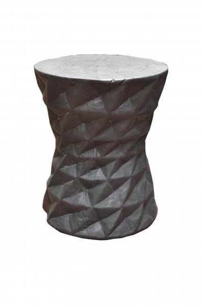 Side table or stool in wood log black 