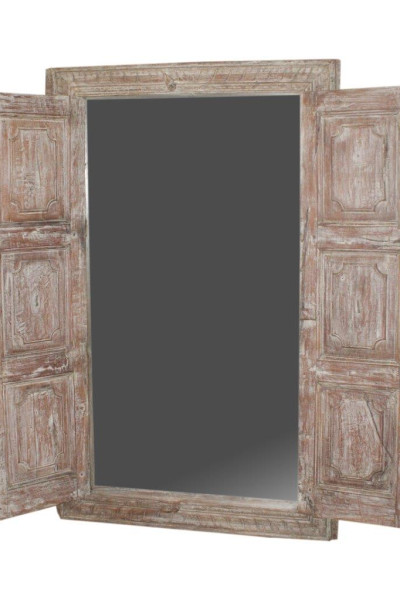 Wooden carved frame mirror door. India